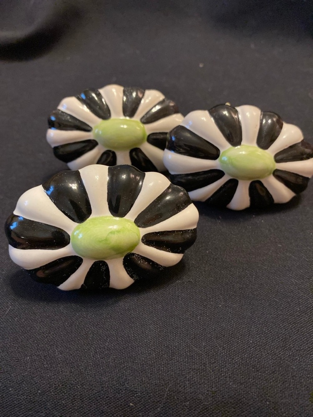 3 Vintage MacKenzie Childs Torquay cabinet knobs Drawer pulls Handles Dresser